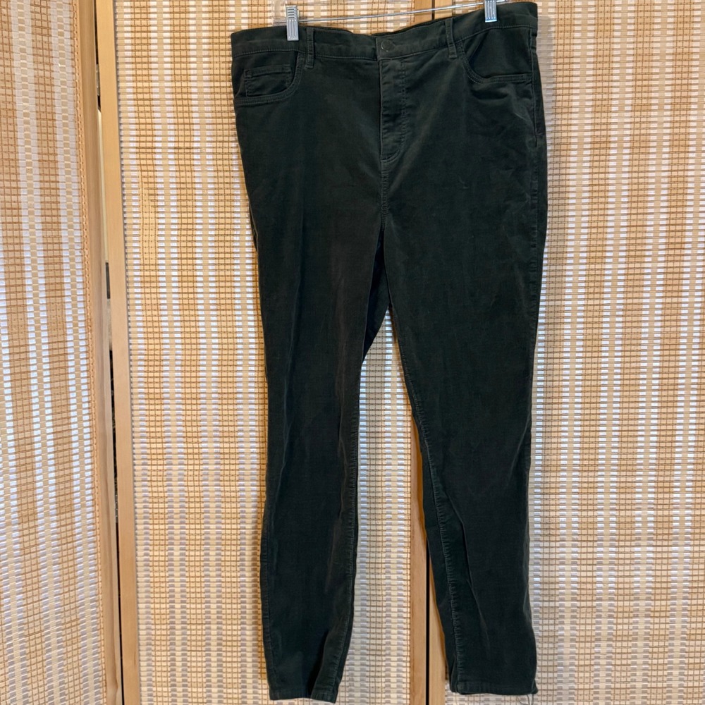 Loft Womens Olive Green Corduroy Skinny Pants Fine Wale Five Pocket Size‎ 14/32